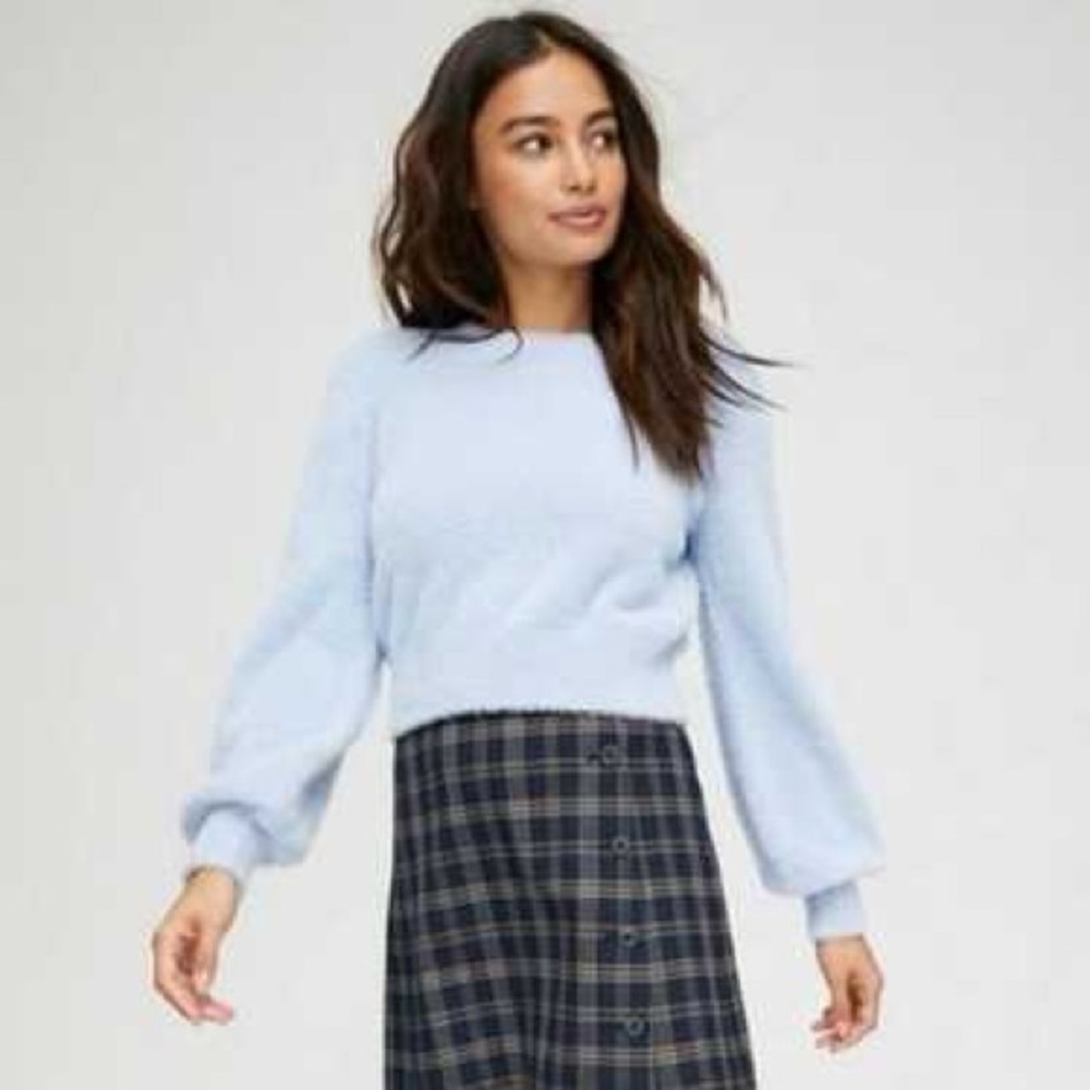 Sunday Best Kitten Baby Blue Sweater Crew Neck